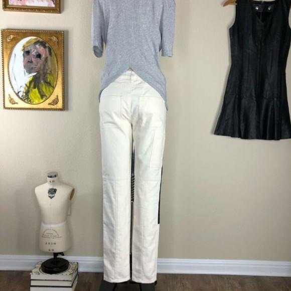 Tibi Leather Carpenter Patch Skinny Jeans Lamb